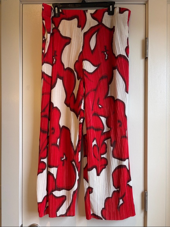 Nine West Pants - Nine West |  NWT Red & Cream Patterned Wide Leg Crop Pants High Rise Size XL